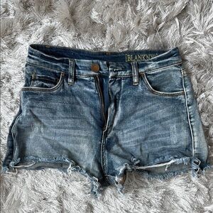 Blank NYC Blue Frayed Denim Shorts